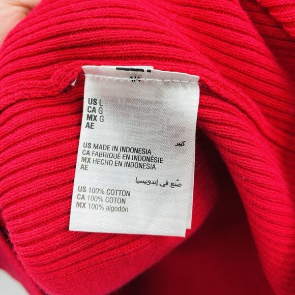 Karen Scott Womens Size Large Cotton Solid Rib Mock-Neck Sweater in New Red SW1 - Picture 7 of 7